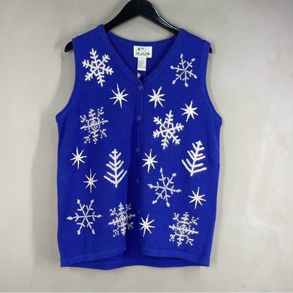 Vintage The Quacker Factory Winter Blue Vest New With out Tags .